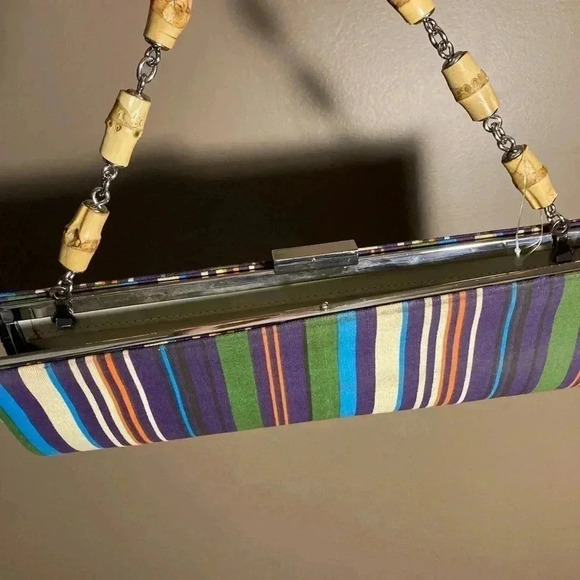 Dune vintage bamboo  strap striped bag - Picture 3 of 4